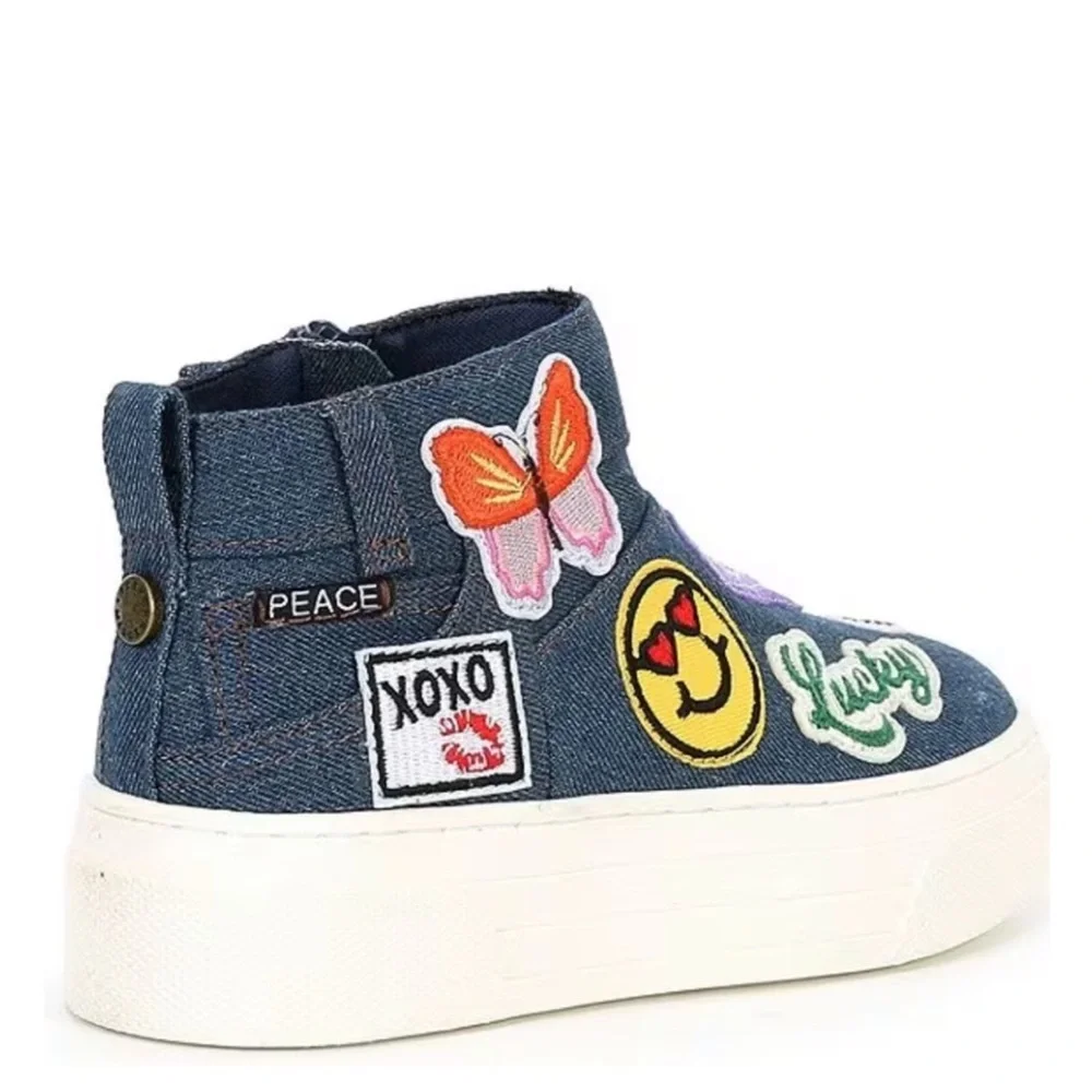 🔥 Steve Madden Billie Patch denim sneaker boots Sz 5